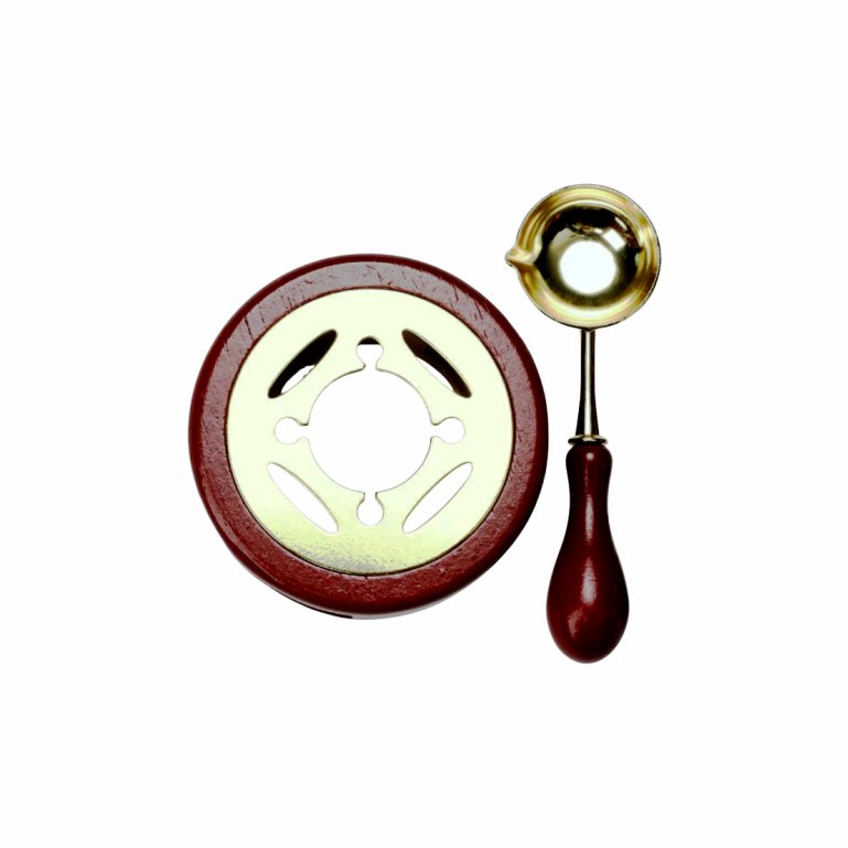 Aquecedor de Cera Lacre em Madeira com Colher