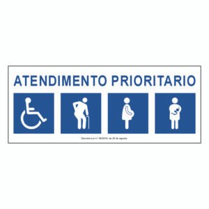 Sinal de Atendimento Prioritario - Vinil autocolante, 200 × 75mm