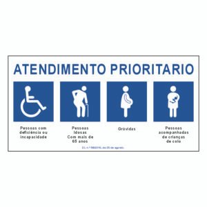 Sinal de Atendimento Prioritario - Vinil autocolante, 160 × 80 mm