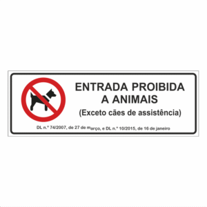 Sinal de Proibição – Entrada de Animais Não Permitida