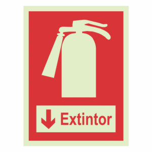 Placa de PVC Fotoluminescente – Extintor (Seta Baixo)
