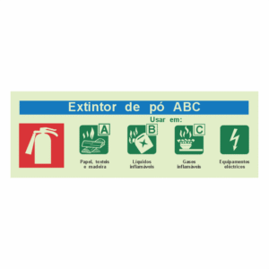 Placa de PVC Fotoluminescente – Extintor de Pó ABC