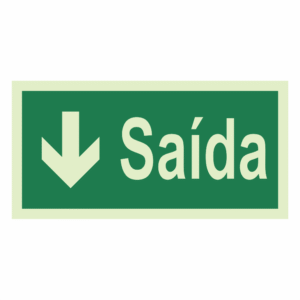 Placa de PVC Fotoluminescente – Saída (Seta Baixo)