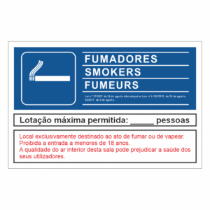 Sinal de Fumadores com lotação máxima permitida