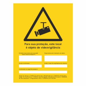 Sinal para locais Sob Videovigilância em conformidade com RGPD