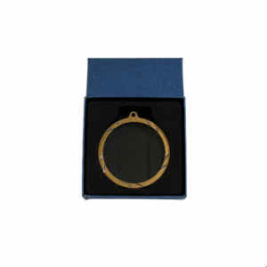 Medalha de Vidro com Rebordo em Alumínio Bronze 7 cm – Personalizável com Gravação