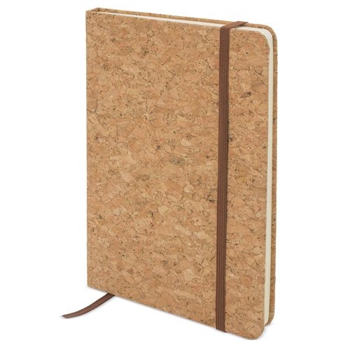 Caderno A5 cortiça natural CIF10140 com 80 folhas pautadas